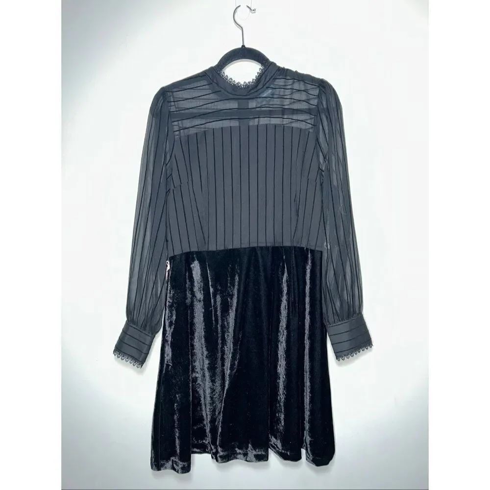 ModCloth Divine and Conquer velvet and sheer black dress size 14